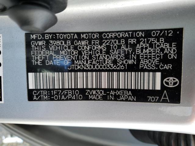 Photo 12 VIN: JTDKN3DU0C0336261 - TOYOTA PRIUS 