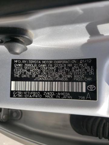 Photo 9 VIN: JTDKN3DU0C1494836 - TOYOTA PRIUS 