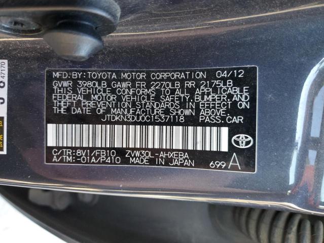 Photo 12 VIN: JTDKN3DU0C1537118 - TOYOTA PRIUS 