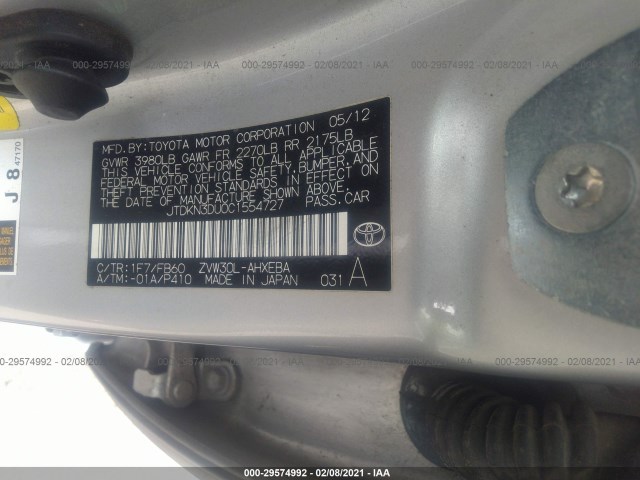 Photo 8 VIN: JTDKN3DU0C1554727 - TOYOTA PRIUS 