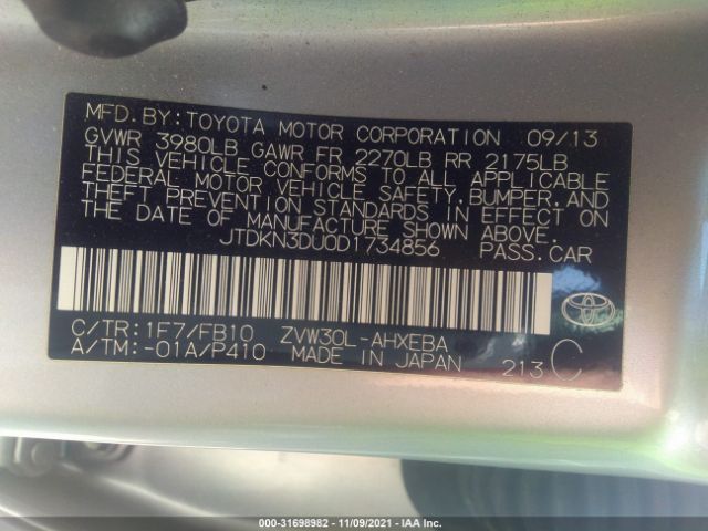 Photo 8 VIN: JTDKN3DU0D1734856 - TOYOTA PRIUS 