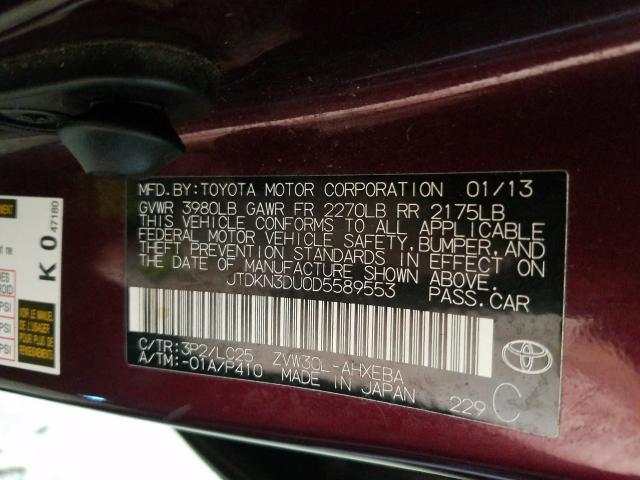 Photo 9 VIN: JTDKN3DU0D5589553 - TOYOTA PRIUS 