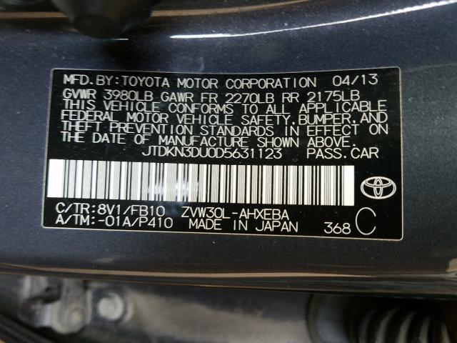 Photo 9 VIN: JTDKN3DU0D5631123 - TOYOTA PRIUS 