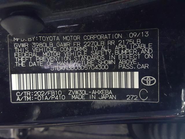 Photo 9 VIN: JTDKN3DU0D5704300 - TOYOTA PRIUS 