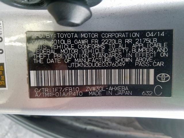 Photo 9 VIN: JTDKN3DU0E0376049 - TOYOTA PRIUS 