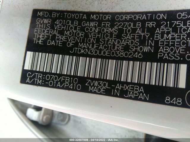 Photo 8 VIN: JTDKN3DU0E0380246 - TOYOTA PRIUS 