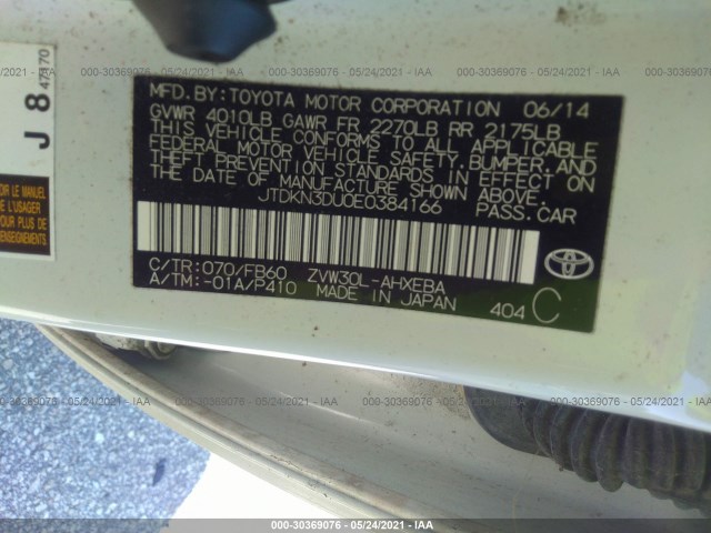 Photo 8 VIN: JTDKN3DU0E0384166 - TOYOTA PRIUS 