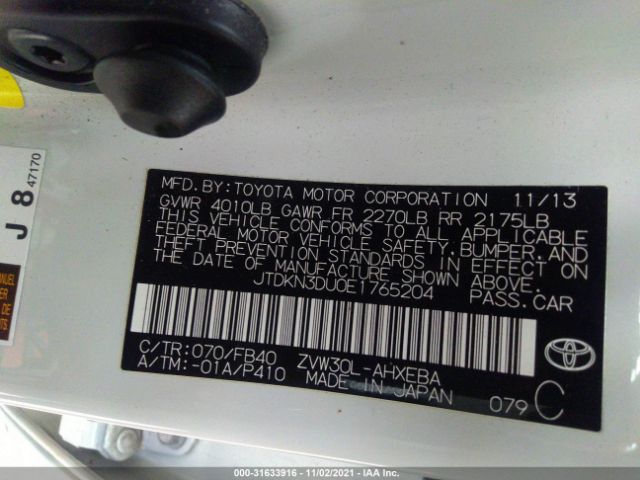 Photo 8 VIN: JTDKN3DU0E1765204 - TOYOTA PRIUS 