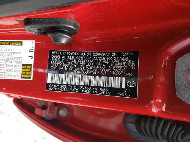 Photo 9 VIN: JTDKN3DU0F0435361 - TOYOTA PRIUS 