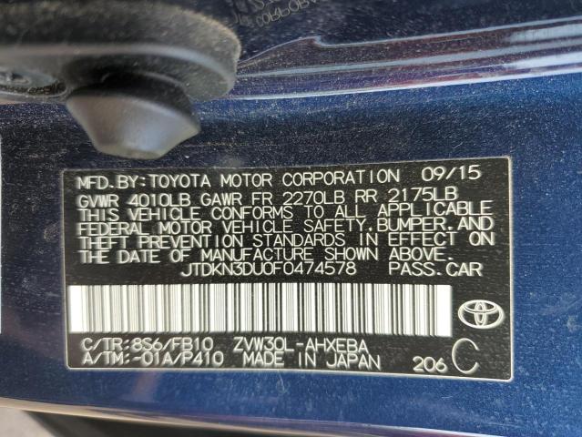 Photo 11 VIN: JTDKN3DU0F0474578 - TOYOTA PRIUS 