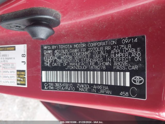 Photo 8 VIN: JTDKN3DU0F1878278 - TOYOTA PRIUS 