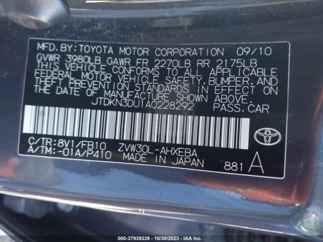 Photo 8 VIN: JTDKN3DU1A0228292 - TOYOTA PRIUS 