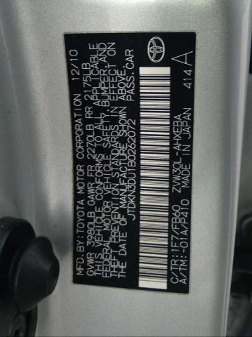 Photo 9 VIN: JTDKN3DU1B0262072 - TOYOTA PRIUS 