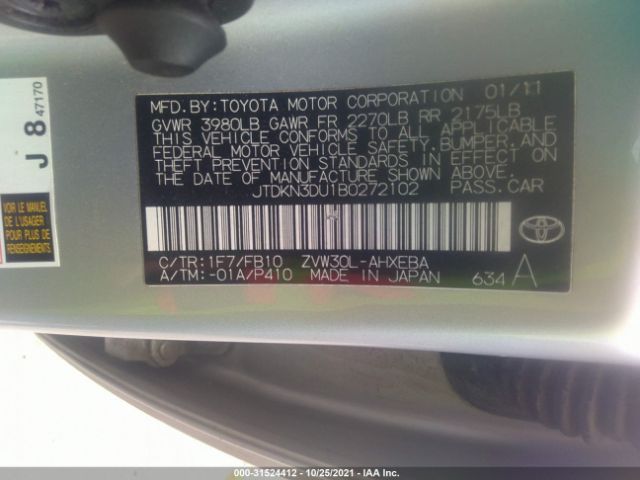 Photo 8 VIN: JTDKN3DU1B0272102 - TOYOTA PRIUS 