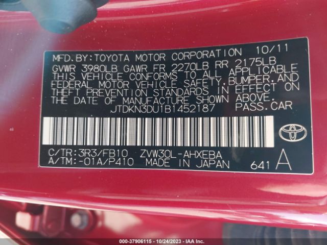 Photo 8 VIN: JTDKN3DU1B1452187 - TOYOTA PRIUS 