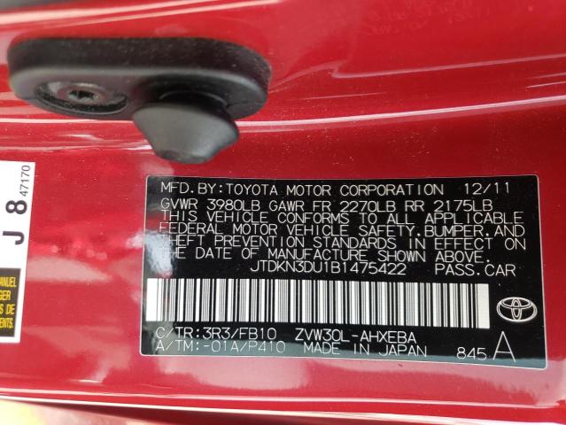 Photo 12 VIN: JTDKN3DU1B1475422 - TOYOTA PRIUS 