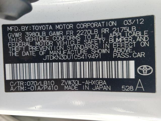 Photo 11 VIN: JTDKN3DU1C5419491 - TOYOTA PRIUS 