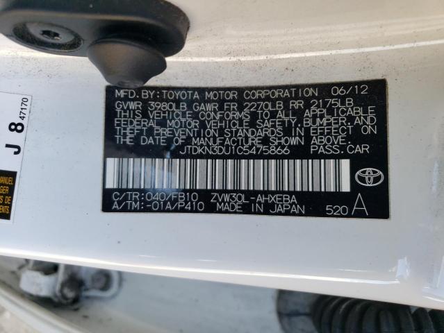 Photo 12 VIN: JTDKN3DU1C5475866 - TOYOTA PRIUS 