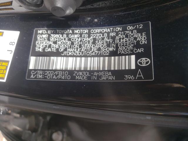 Photo 9 VIN: JTDKN3DU1C5477102 - TOYOTA PRIUS 