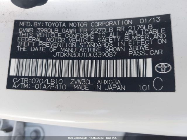 Photo 8 VIN: JTDKN3DU1D0339087 - TOYOTA PRIUS 