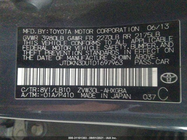 Photo 8 VIN: JTDKN3DU1D1697963 - TOYOTA PRIUS 