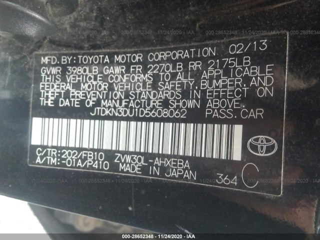 Photo 8 VIN: JTDKN3DU1D5608062 - TOYOTA PRIUS 