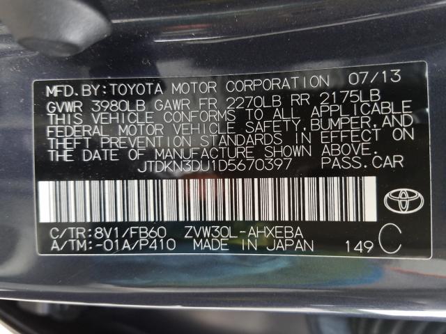 Photo 9 VIN: JTDKN3DU1D5670397 - TOYOTA PRIUS 