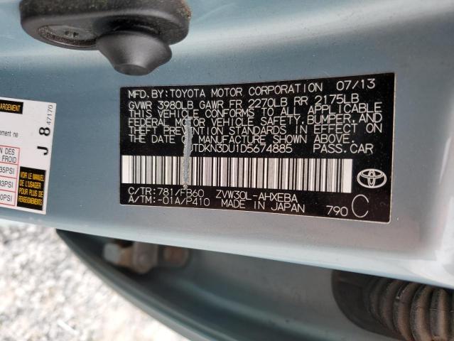 Photo 12 VIN: JTDKN3DU1D5674885 - TOYOTA PRIUS 