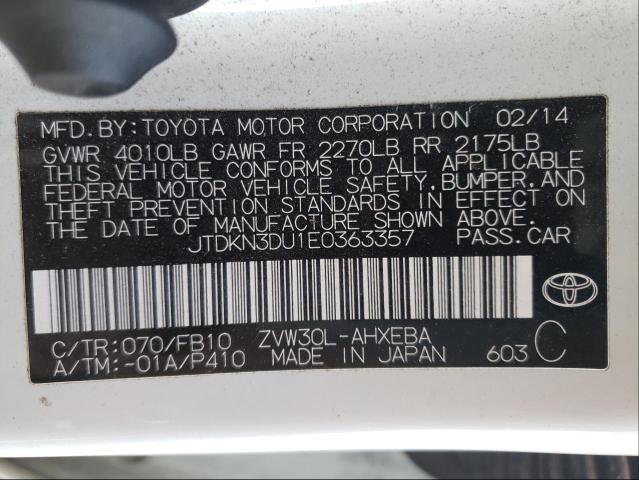 Photo 9 VIN: JTDKN3DU1E0363357 - TOYOTA PRIUS 