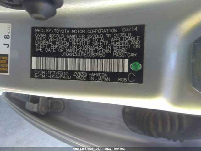 Photo 8 VIN: JTDKN3DU1E0389960 - TOYOTA PRIUS 