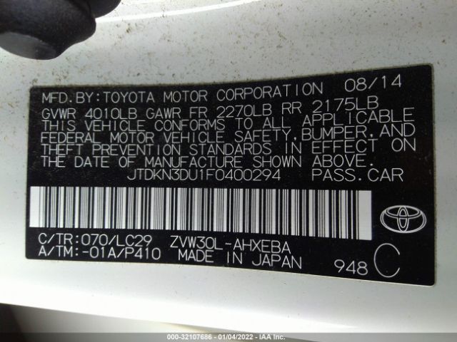 Photo 8 VIN: JTDKN3DU1F0400294 - TOYOTA PRIUS 