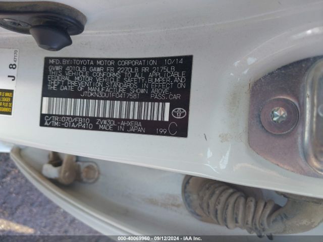 Photo 8 VIN: JTDKN3DU1F0417581 - TOYOTA PRIUS 