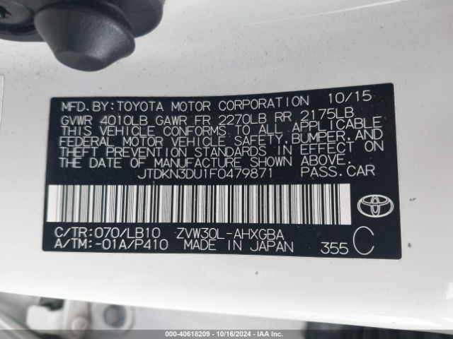 Photo 8 VIN: JTDKN3DU1F0479871 - TOYOTA PRIUS 