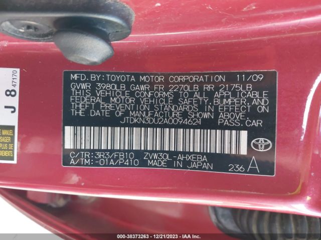 Photo 8 VIN: JTDKN3DU2A0094621 - TOYOTA PRIUS 