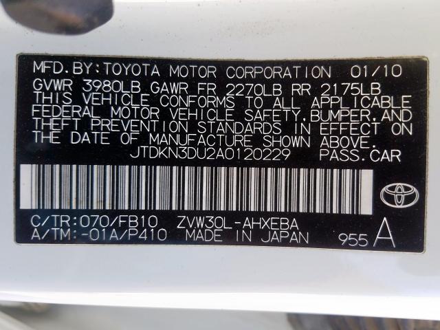 Photo 9 VIN: JTDKN3DU2A0120229 - TOYOTA PRIUS 