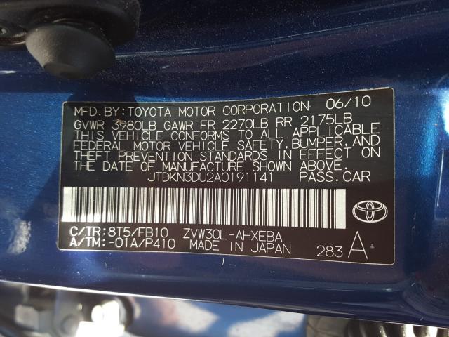 Photo 9 VIN: JTDKN3DU2A0191141 - TOYOTA PRIUS 