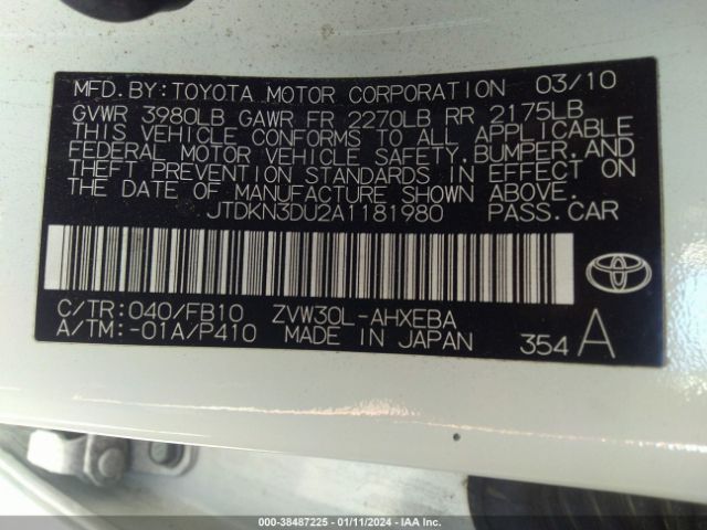 Photo 8 VIN: JTDKN3DU2A1181980 - TOYOTA PRIUS 