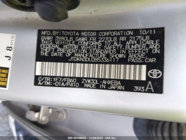 Photo 8 VIN: JTDKN3DU2B5336117 - TOYOTA PRIUS 