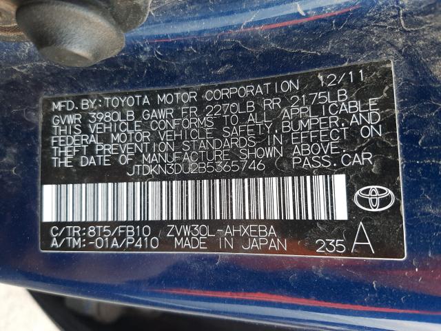 Photo 9 VIN: JTDKN3DU2B5365746 - TOYOTA PRIUS 