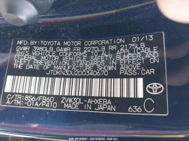 Photo 8 VIN: JTDKN3DU2D0340670 - TOYOTA PRIUS 