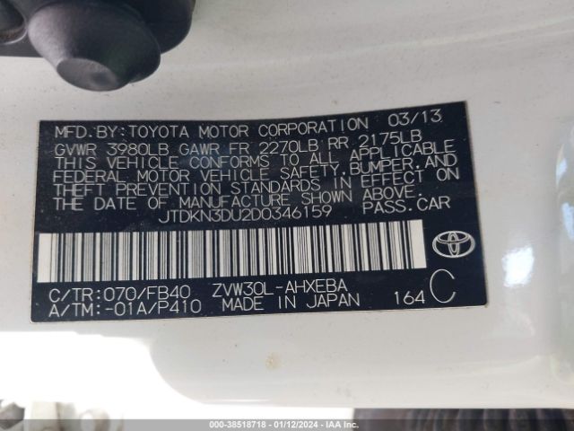 Photo 8 VIN: JTDKN3DU2D0346159 - TOYOTA PRIUS 