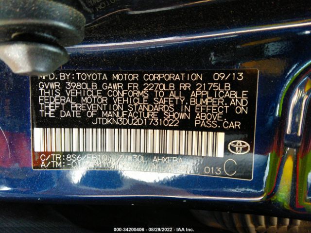 Photo 8 VIN: JTDKN3DU2D1731022 - TOYOTA PRIUS 