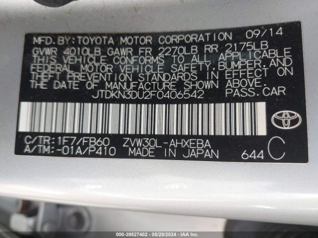 Photo 8 VIN: JTDKN3DU2F0406542 - TOYOTA PRIUS 