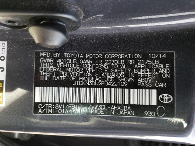 Photo 9 VIN: JTDKN3DU2F0422109 - TOYOTA PRIUS 