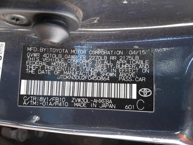 Photo 9 VIN: JTDKN3DU2F0450864 - TOYOTA PRIUS 