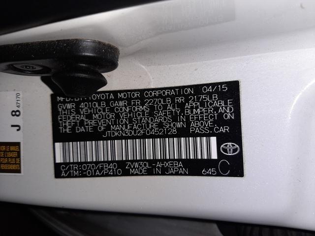 Photo 9 VIN: JTDKN3DU2F0452128 - TOYOTA PRIUS 