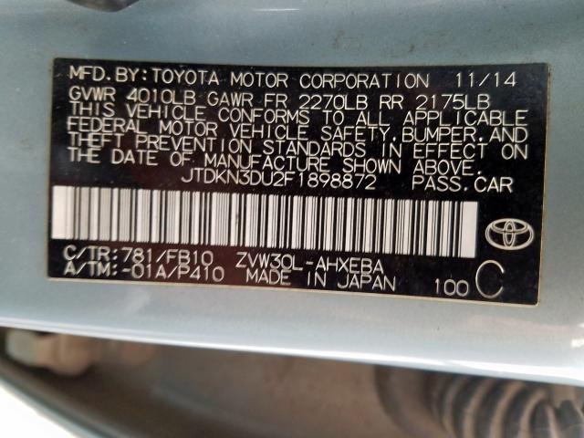 Photo 9 VIN: JTDKN3DU2F1898872 - TOYOTA PRIUS 