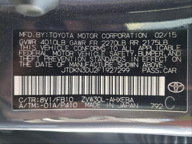 Photo 9 VIN: JTDKN3DU2F1927299 - TOYOTA PRIUS 