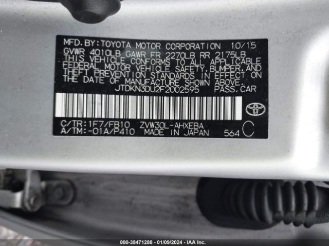 Photo 8 VIN: JTDKN3DU2F2002595 - TOYOTA PRIUS 