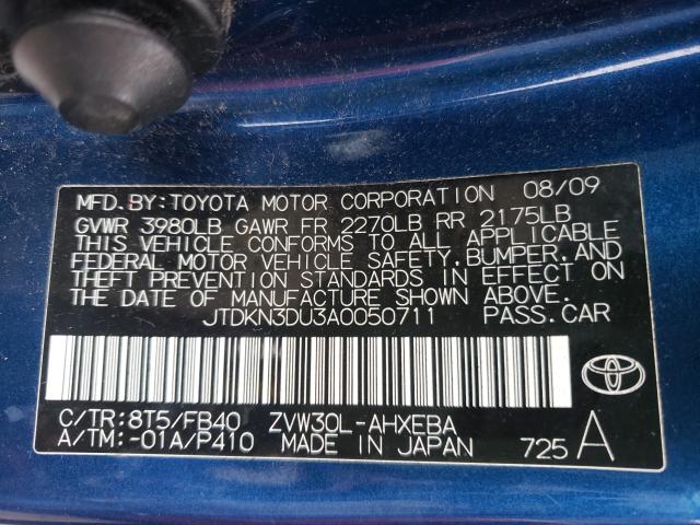 Photo 9 VIN: JTDKN3DU3A0050711 - TOYOTA PRIUS 